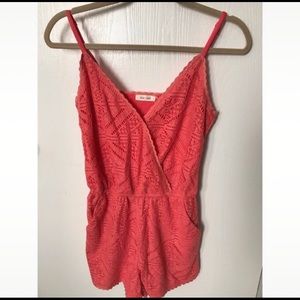 Coral Lace Romper